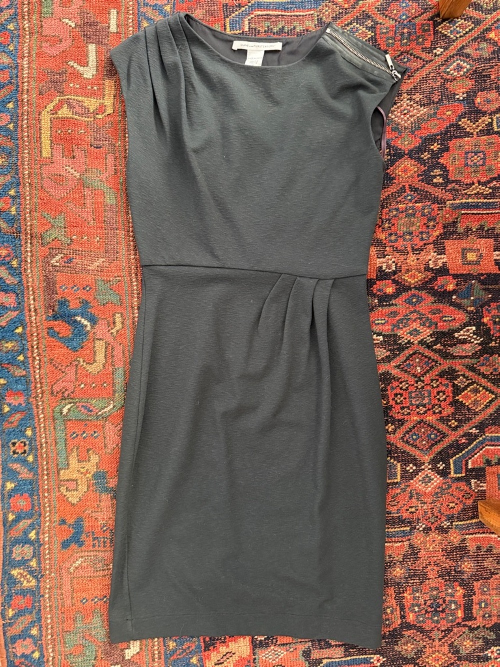 Diane Von Furstenberg Charcoal One-Shoulder Midi Dress